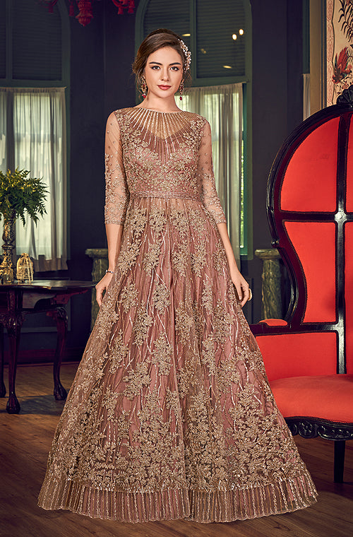 Pale Yellow Wedding Anarkali Dress Online | Latest Gown Design 2022